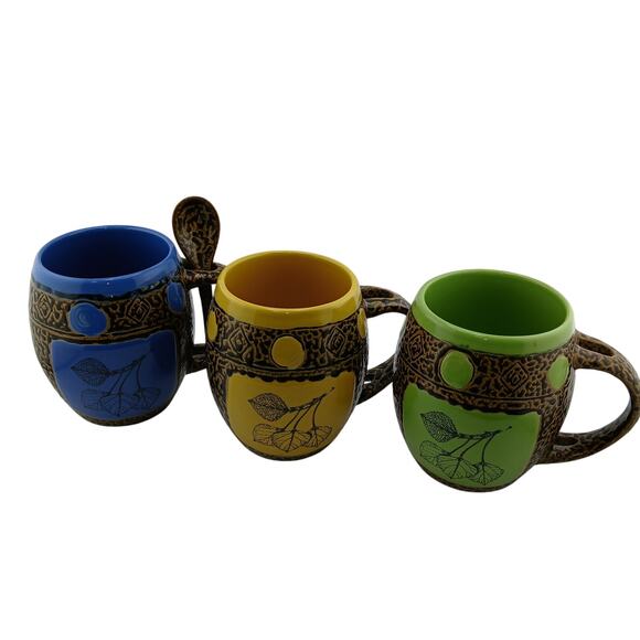 Always Azul Pottery Handcrafted Ceramic Mugs One Spoon Quirky Art Thick Cups - Picture 10 of 10